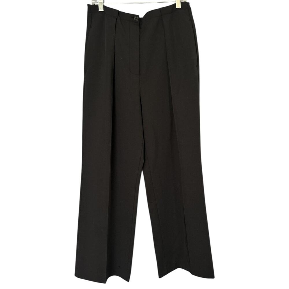 Free People Black Pleated Wide Leg Trouser Pant Women's L Classic Minimalist NEW